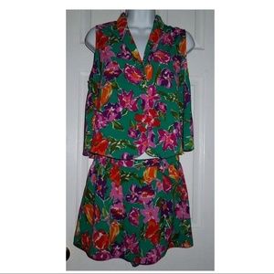 Vtg VS Floral Pajama Set Sz M 2 Pc PJs